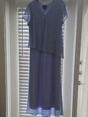 Positive Attitude Beaded Asymmetrical Gown – Size 16 In Periwinkle Blue